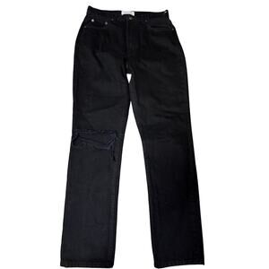 Reformation Julia High Cigarette Jeans, Black Destroyed, Women's Size 27, NWOT
